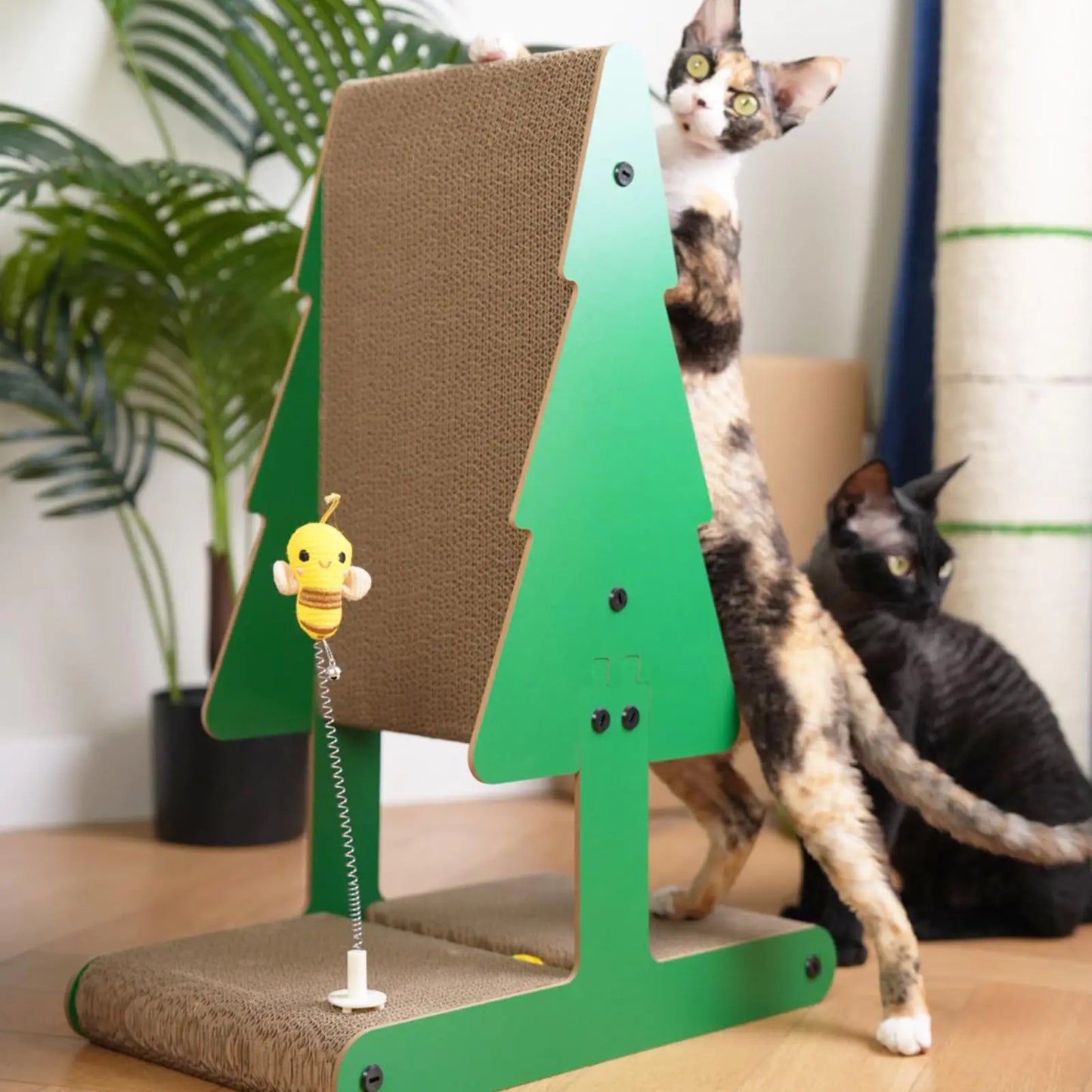 Nekosan Christmas Cat Scratcher Vertical Cat Scratching Post Cardboard Cat Scratcher with Ball for Indoor Cats Large Tree