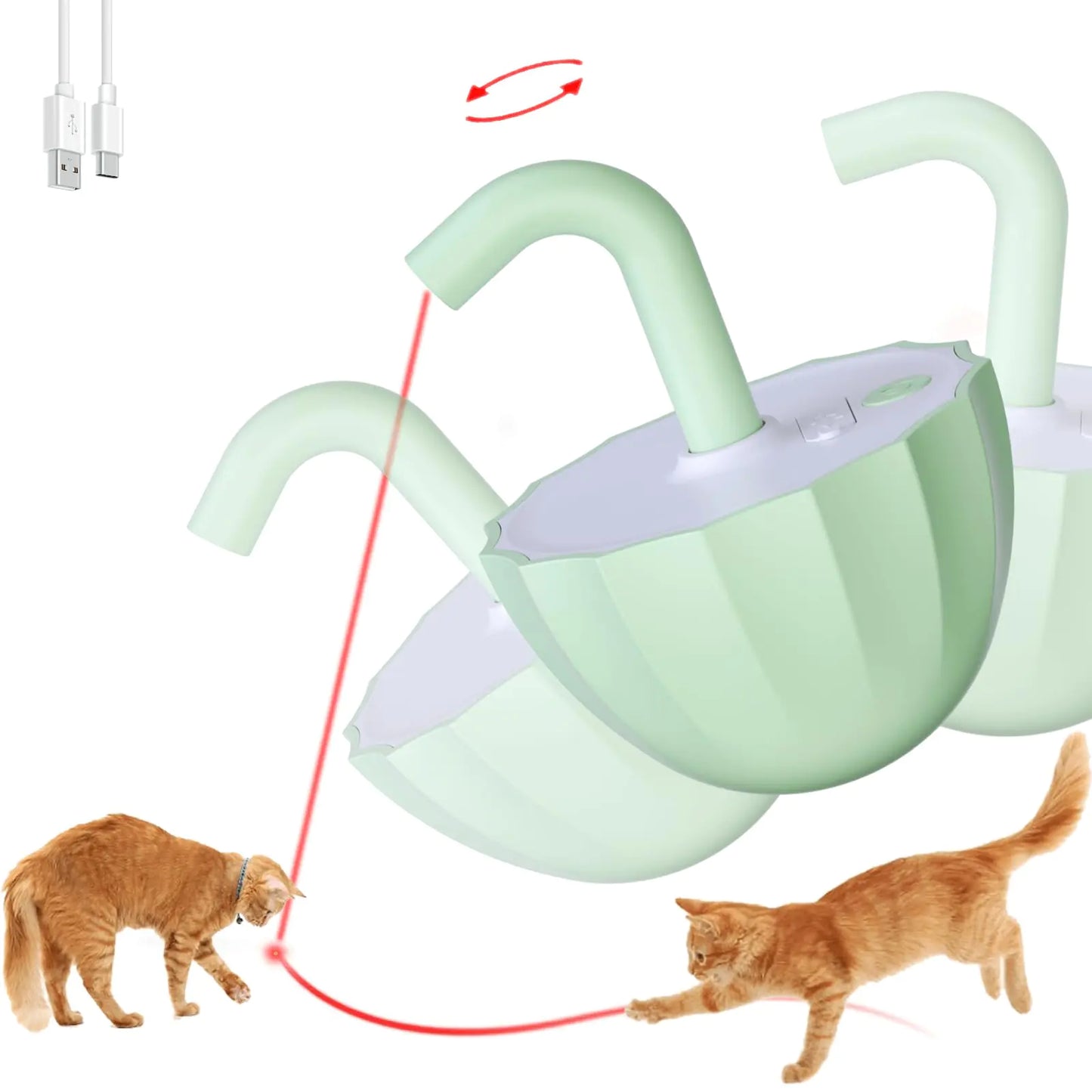 Tumbler Cat Laser Toy Automatic 360° Rotation Rechargeable Laser Pointer Self Play 3 Modes Motion Activated Cat Laser Toy Interactive Cat Toys for Bored Indoor Adult Cats/Dogs (Green)