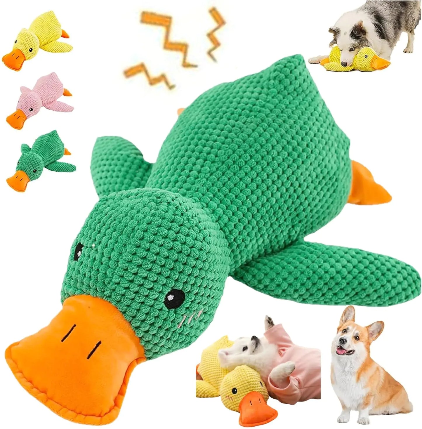 Calming Duck 2024 Dog Toy The Squeaky Dog Friends Calming Duck Toy Dogs Emotional Support Duck Yellow Duck Toy for Dogs Stuffed Duck Dog Toy Chew Proof Plush Dog Toy Calming Duck (Green M)