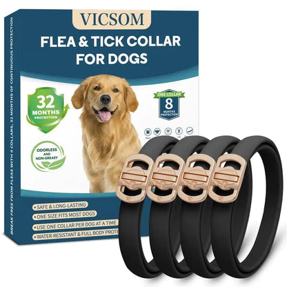 Flea Collar for Dogs 4 Pack Dog Flea and Tick Collar 32 Months Flea and Tick Treatment Collar for Dog Waterproof Adjustable Dog Flea and Tick Prevention for Small Medium Large Dog Puppy Black