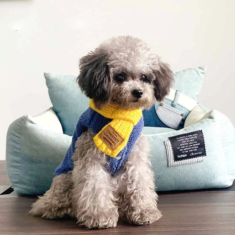 Winter Dog Collar Bandana for Yorkshire & French Bulldogs