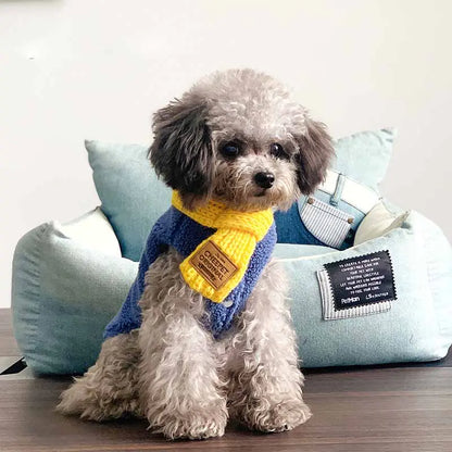 Winter Dog Collar Bandana for Yorkshire & French Bulldogs