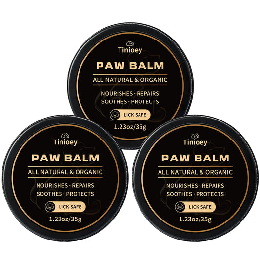 Tinioey All-Natural Lick Safe Dog Paw Balm for Dogs & Cats | 3 Pack Dog Nose Balm for Dry Nose | Snout Soother for Dogs | Dry Cracked Dog Nose Moisturizer | Dog Nose Butter Dogs Need (1.23oz *3)