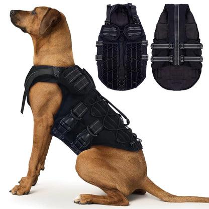 Tactical Dog Vest Harness Large Dog Harness Heavy Duty Adjustable Military Dog Vest Harness for Training Hunting Walking Dog Harness with Pockets No-Pull Service Dog Vest Large Breed Black XL