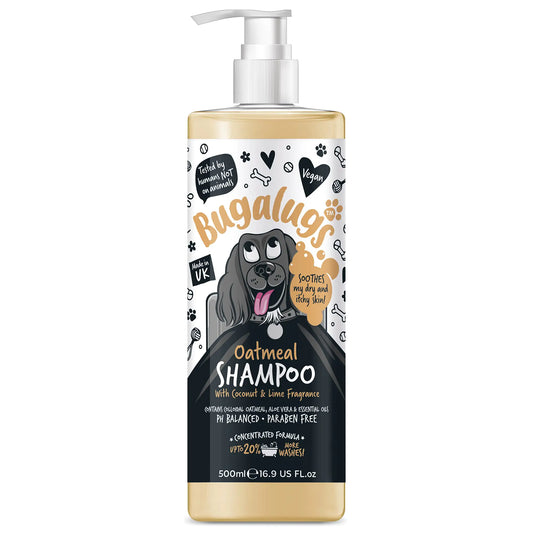 BUGALUGS Oatmeal & Aloe Vera Dog Shampoo Dog Grooming Shampoo Products for Smelly Dogs with Fragrance Oatmeal Puppy Shampoo Professional Vegan pet Shampoo & Conditioner