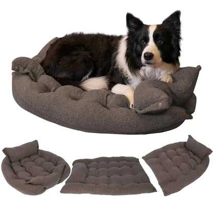 Atablyn Breathable Soft Dog Pad Washable Beds for Large Medium Small Pets Breeds Durable Orthopedic Calming Pet Cuddler (L-38"x26"x3" Brown)