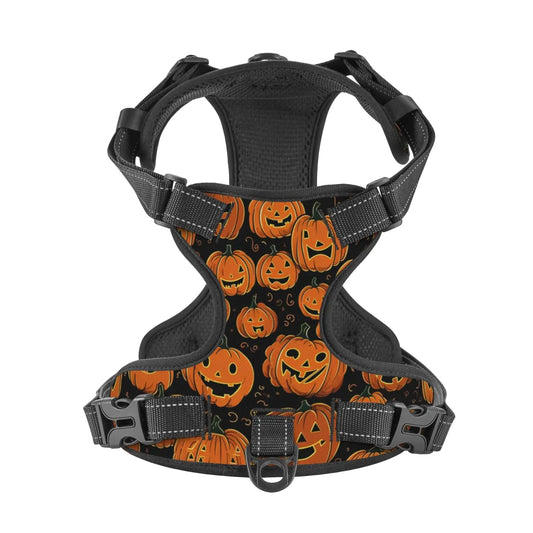 Halloween Pumpkin Reflective Dog Harness No Pull Soft Vest Harness for Small Medium Large Dog Puppy Pets Large Size