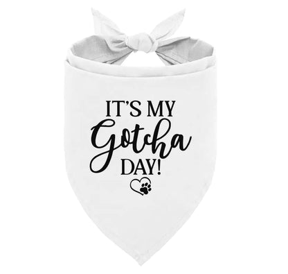Its My Gotcha Day Dog Bandana White Dog Bandana Happy Gotcha Day Dog Adoption Day Pet Bandanas Accessories for Dog Lover Adoption Day Gifts Pet Scarf (C54)