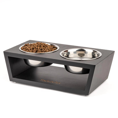 4" Tall Elevated Dog Bowls for Small Dogs Elevated Cat Bowls. Dog Bowl Stand Cat Food Bowl Raised Cat Bowl Cat Bowls Elevated Dog and Cat Food and Water Bowl Set by Pawfect Pets (Black)