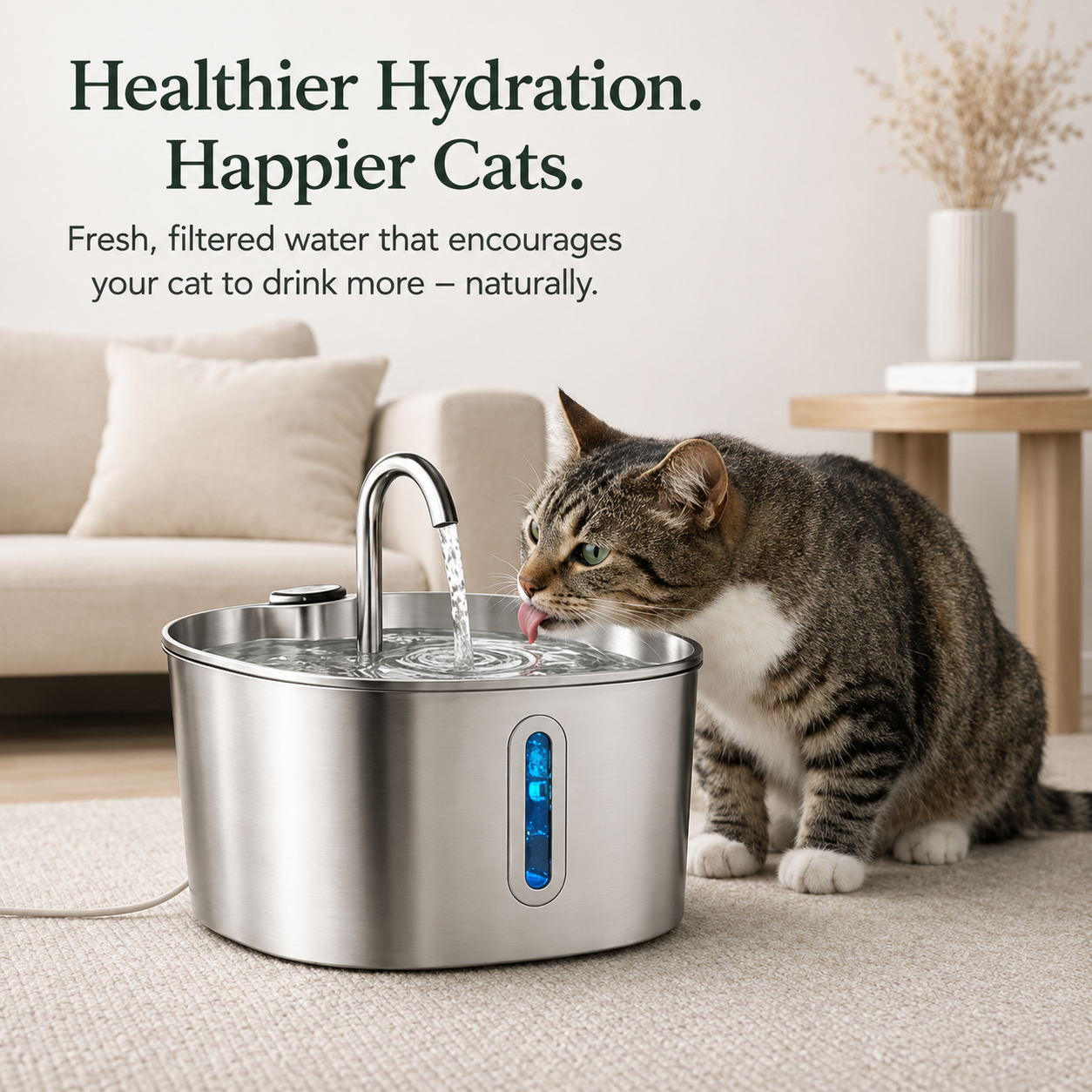 Stainless Steel Smart Pet Water Dispenser Automatic Circulation Large Capacity