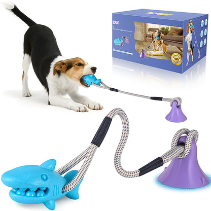 Suction Cup Dog Toys Dog Toys for Aggressive Chewers Tug of War Rope Toy Interactive Mentally Stimulating Enrichment Toy Pull Dog Toys for Teeth Cleaning Food Dispensing Training