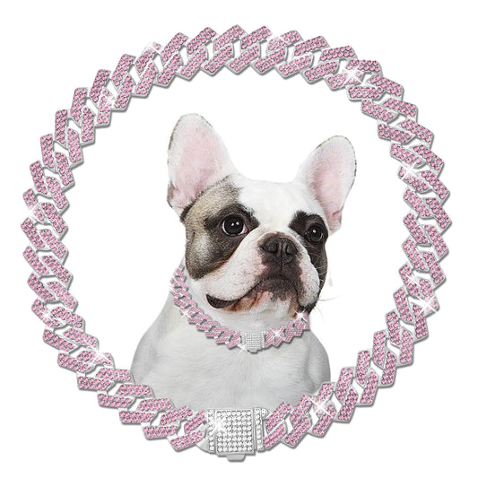 Metal Diamond Dog Chain Dog Training Chain with Secure Buckle Pet Collars for Large Medium Dogs
