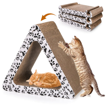 Nicunom 3-Sided Vertical Cat Scratching Post Cat Scratcher Foldable Triangle Cat Scratching Board Multiple Angle Scratch Pad 6 Usable Sides Recyclable Cat Scratcher Cardboard for Indoor Cats