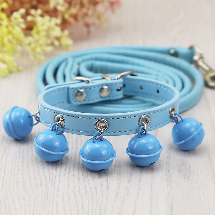 Dog and Cat Collars with Bell and Leash for Pets