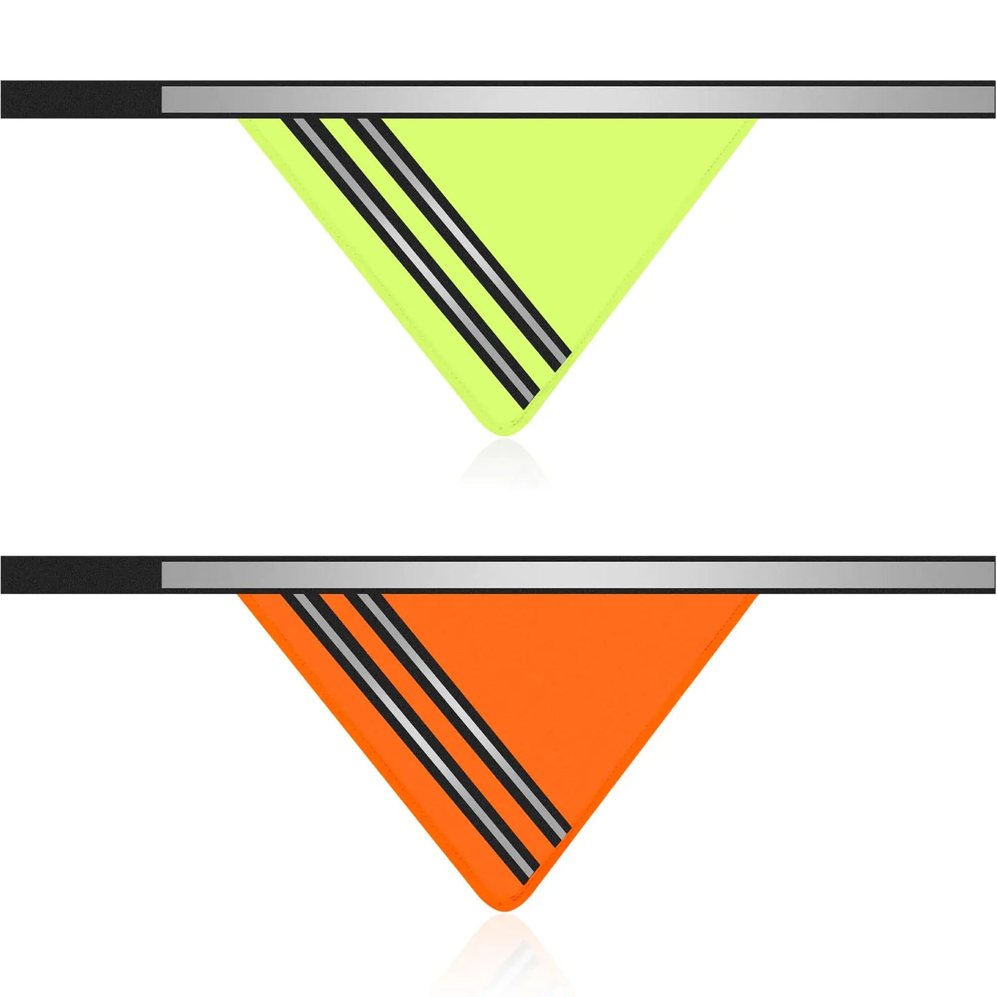 Huhumy 2 Pcs Reflective Dog Bandana with Neon Orange Green Color High Visibility Reflective Dog Scarf Safety Dog Reflective Gear Hook and Loop Tape Triangle Bib Accessories for Hunting Walking Camping