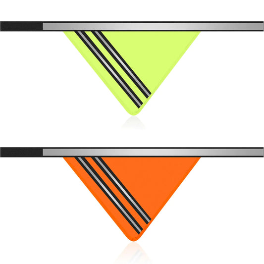 Huhumy 2 Pcs Reflective Dog Bandana with Neon Orange Green Color High Visibility Reflective Dog Scarf Safety Dog Reflective Gear Hook and Loop Tape Triangle Bib Accessories for Hunting Walking Camping
