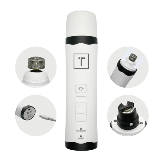 Dog Nail Grinder with LED Light – 2-Speed Cat & Dog Nail Trimmers & Grinder - Cat Claw Clippers - Super Quiet Claw Grooming Kit – Rechargeable Cordless Pet Nail Clipper - Nail Grinder for Dogs Quiet