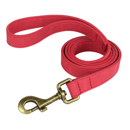Didog Leather Dog Leash Colorful Heavy Duty Dog Leash 4ft Strong and Durable Leather Leash Walking and Training Dog Leashes for Small Medium DogsRed