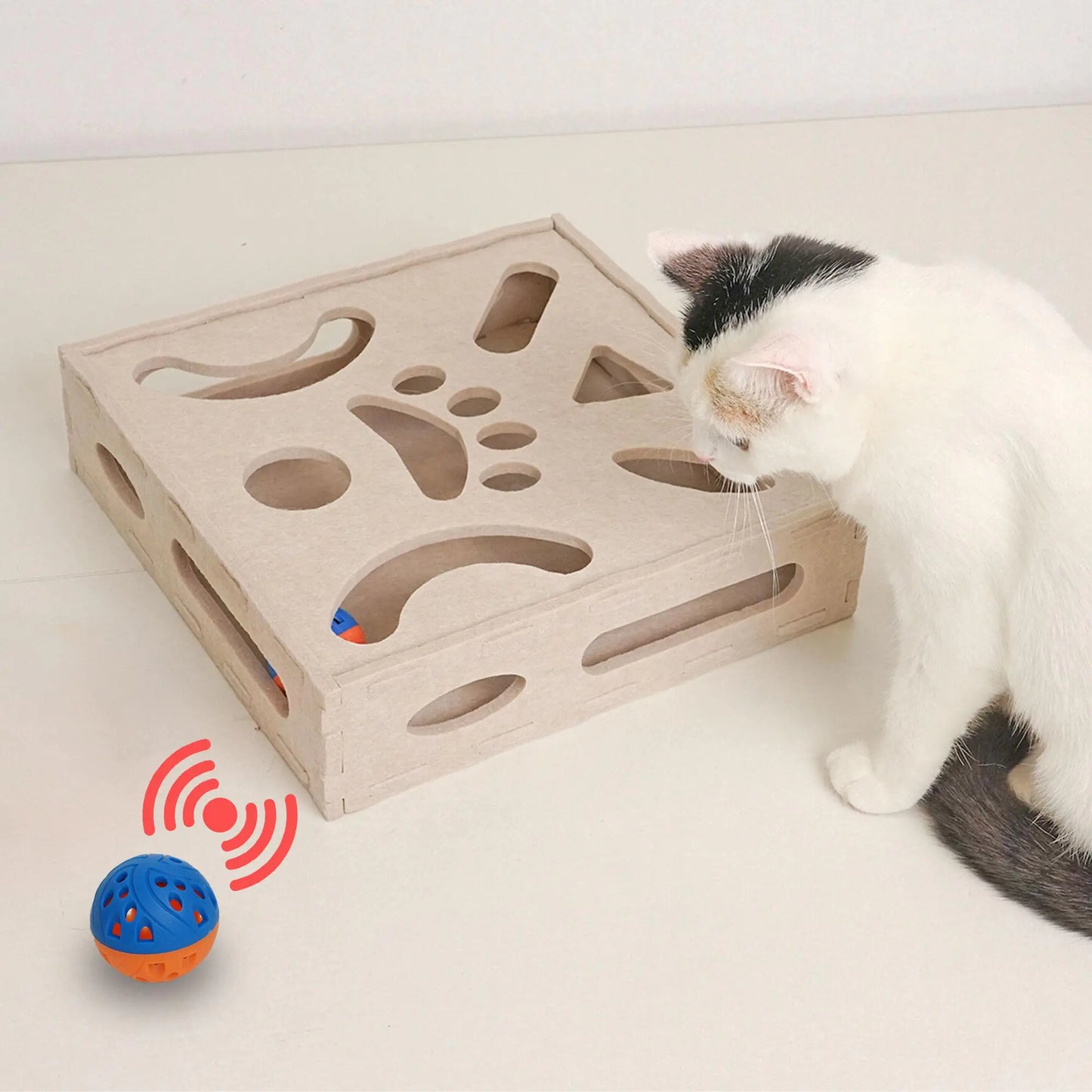 Aberatail Cat Puzzle Toy Interactive Cat Toys for Indoor Cats Kittern Ball Toy with Soft Felt Maze Game Puzzle Box