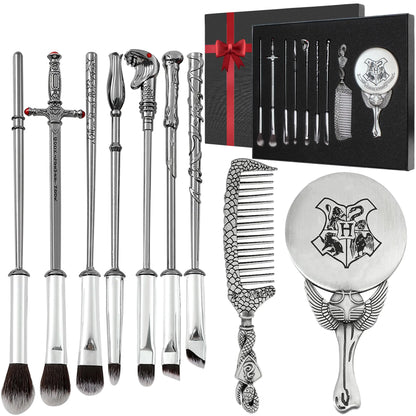 Potter Makeup Brushes Harry Gifts Comb Mirror with Gift Box for Eyeshadow Eyebrows Eyeliner Lips Concealer Contouring Highlighter Blending Wizard Wand Makeup Brushes Set