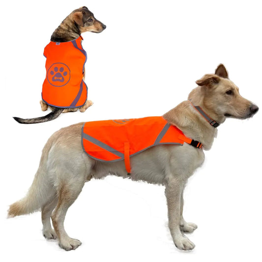 TOURUN Reflective Dog VestOrange Dog Safety Vest for HuntingReflective Dog Dress for Night WalkingReflective Dress for Dogs Pets (L)