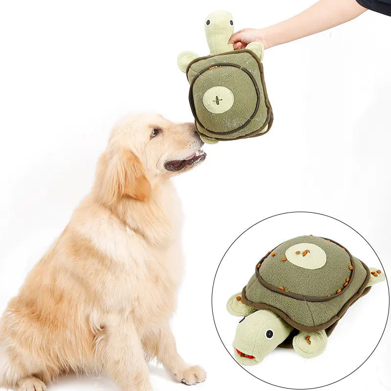 Squeaky Plush Turtle Dog Toy for Training and Play
