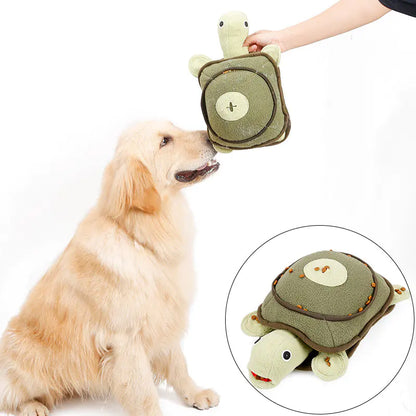 Squeaky Plush Turtle Dog Toy for Training and Play