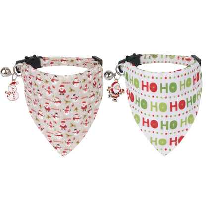 ADOGGYGO Christmas dog Collar with Bandana 2 Pack Christmas dog Bandana Collar Christmas Bandana Collars for dog (Christmas)