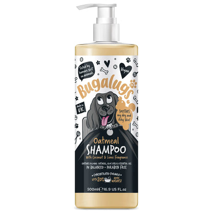 BUGALUGS Oatmeal & Aloe Vera Dog Shampoo Dog Grooming Shampoo Products for Smelly Dogs with Fragrance Oatmeal Puppy Shampoo Professional Vegan pet Shampoo & Conditioner