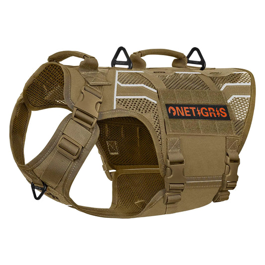OneTigris Tactical Dog Harness for Large Dogs Mesh Dog Harness Medium Sized Dog Reflective Dog Vest Heavy Duty & Breathable Military Dog Harness with No Pull Buckle