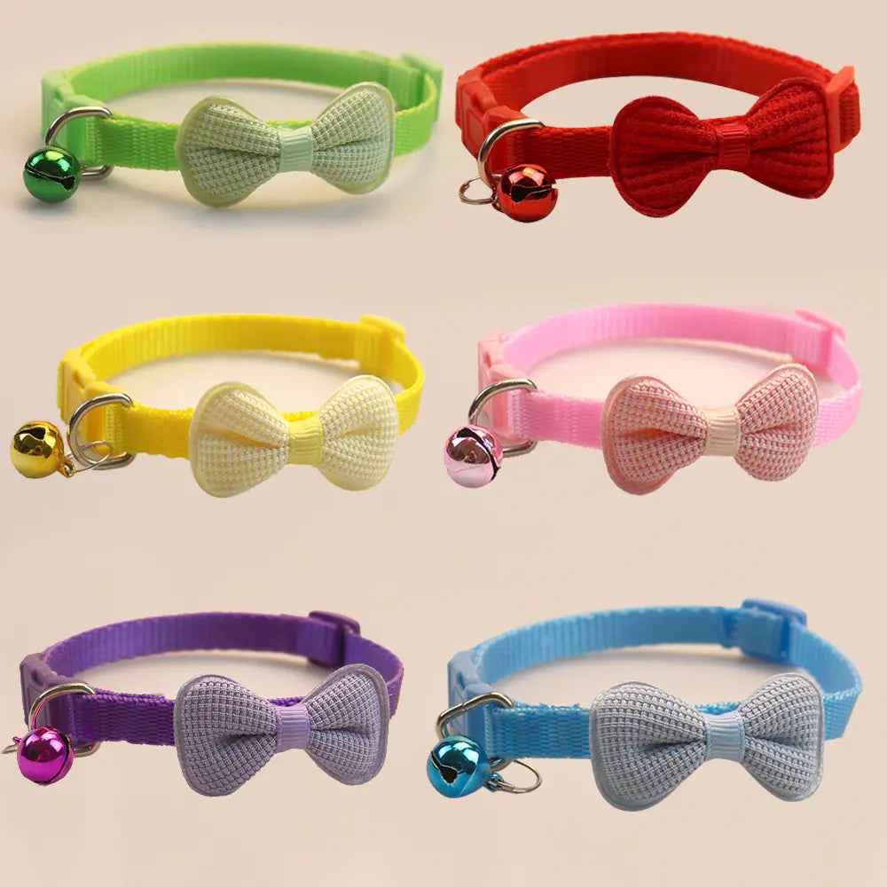 New Cute Cat Collar with Bow and Bell for Small Dogs