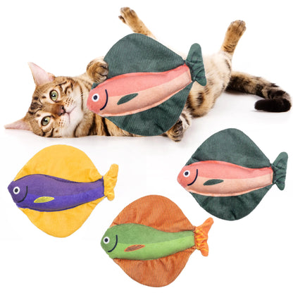 Maiiu Soft Catnip Toys Fish 3 Pack Crinkle Sound Cat Toys Interesting Indoor Cat Kicker Toys Durable and Highly Interactive Catnip Toys (Flatfish)