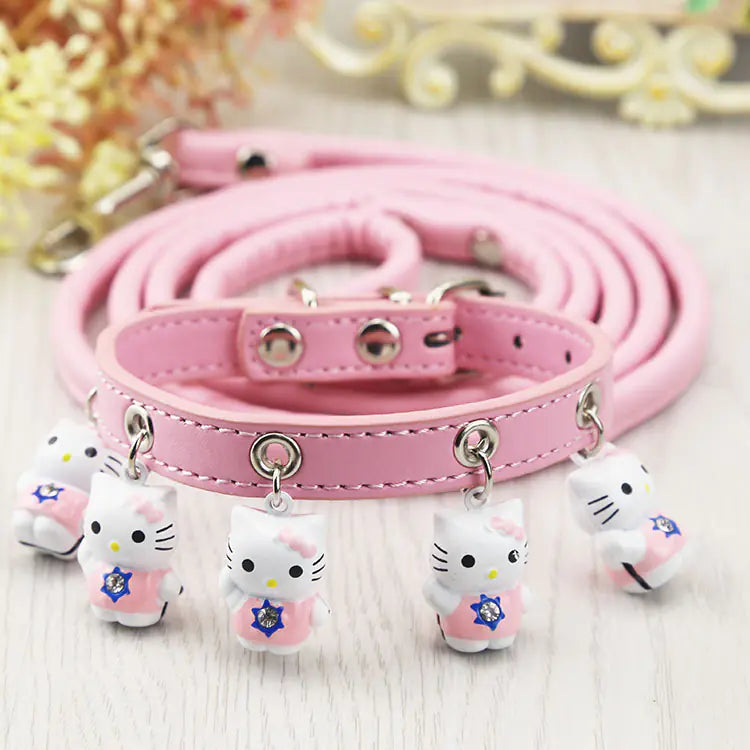 Dog and Cat Collars with Bell and Leash for Pets