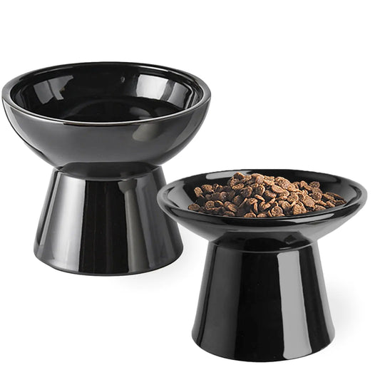 Victob Raised Cat Food Bowl Elevated Water Bowls 6.25 inch Ceramic Raised Cat Food Bowls Whisker Friendly for Indoor Cats Lead & Cadmium Free Dishwasher