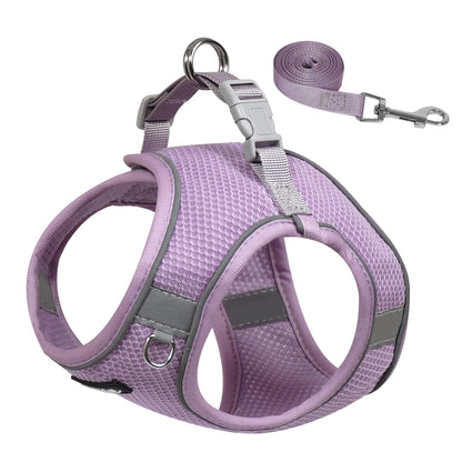 AIITLE Dog Harness for Medium Sized Dog No-Pull Dog Vest with a Leash Breathable Mesh Reflective Stripes Escape Proof Pet Outdoor Harnesses Puppy Essentials for Medium Dogs Purple M