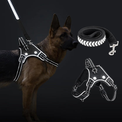 Light Up Dog HarnessLED Dog Harness for Small Medium Large DogReflective No Pull Dog Vest Harness with Leash SetRechargeable Flashing Lighted Dog Harness for Night Walking (Black/L)