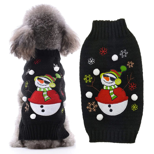 HRTTSY Dog Christmas Sweater Funny Ugly Cute Xmas Puppy Turtleneck Sweaters Holiday Costumes Dog Cold Weather Coat Outfits Warm Kitten Dog Knitwear Pet Clothes for Small Medium Dogs Cats(BlackXS)