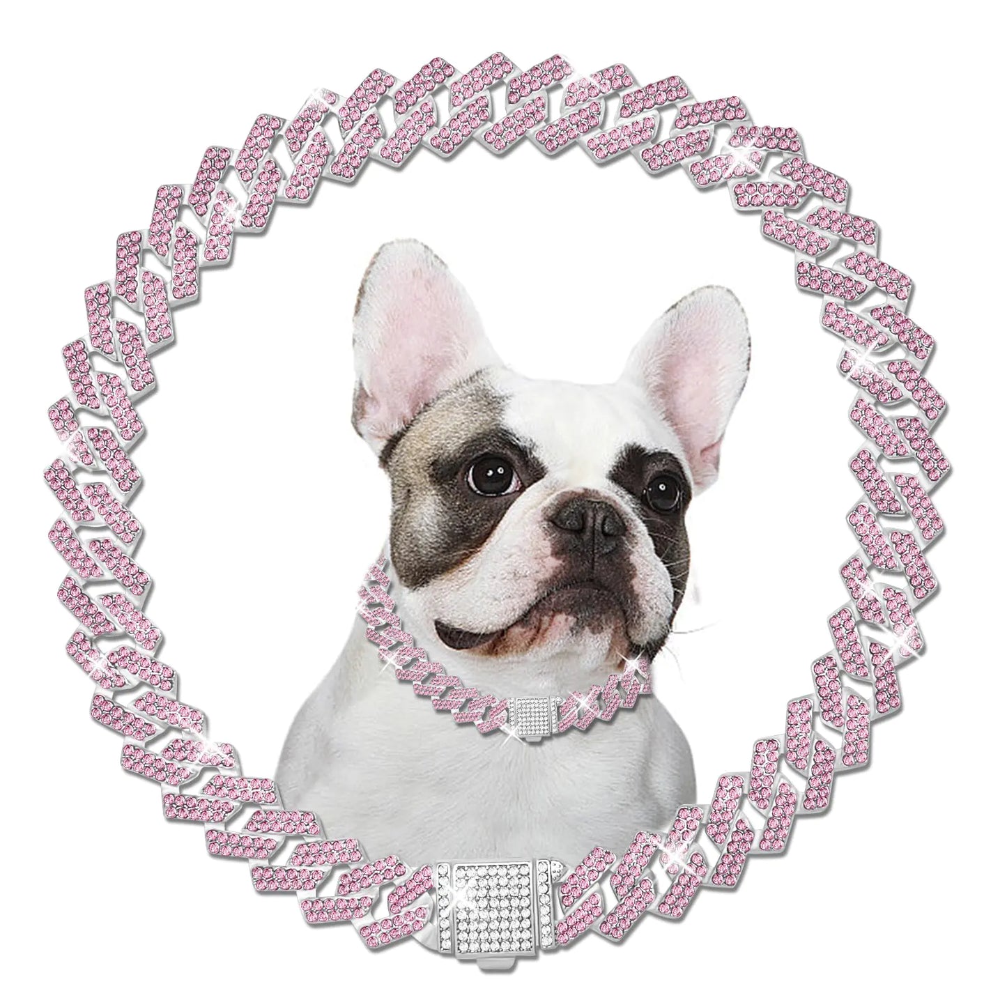 Metal Diamond Dog Chain Dog Training Chain with Secure Buckle Pet Collars for Large Medium Dogs