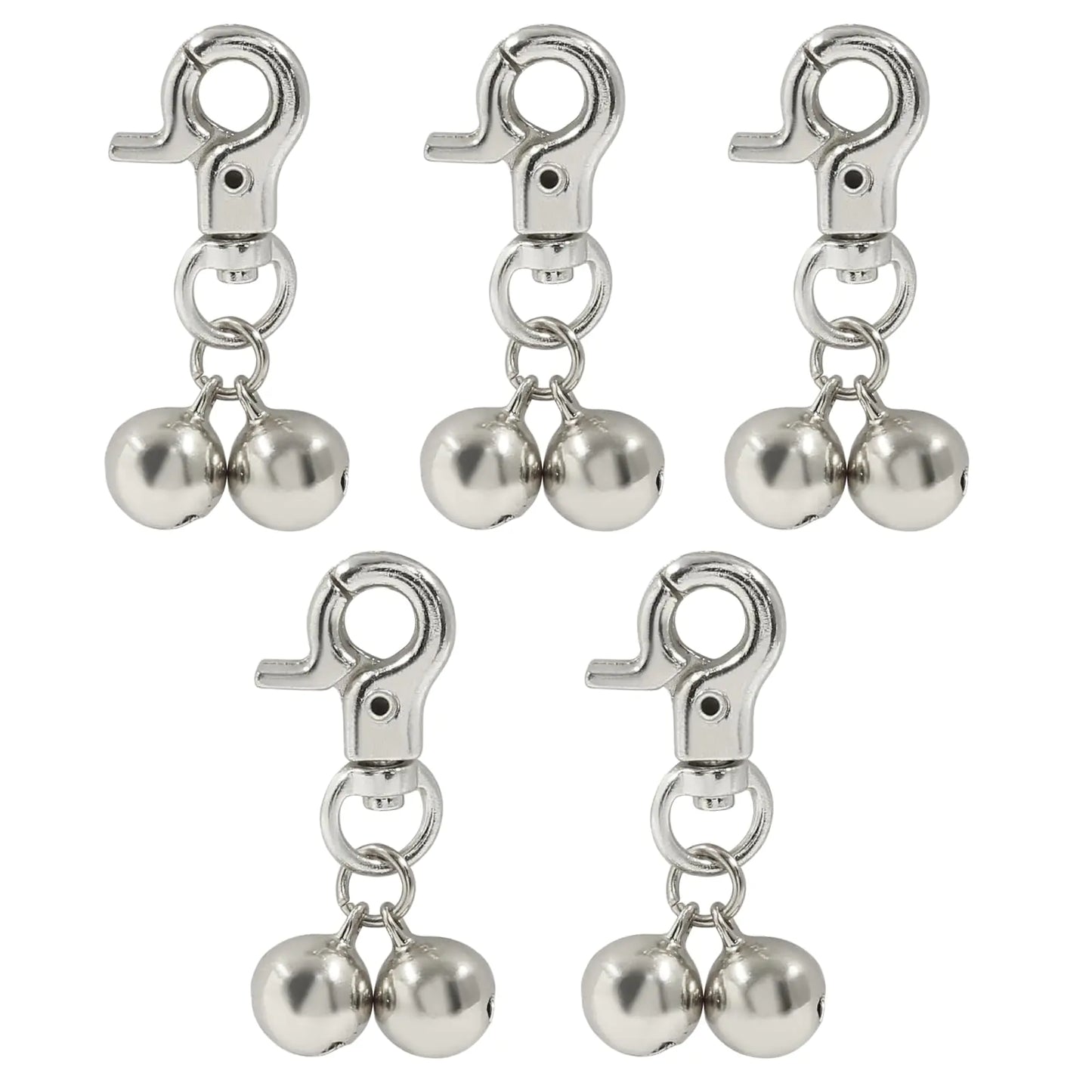 Piutouyar 5 Sets Silver Bell for Dog Collar Cat & Dog Collar Bell Mini Dog Collar Bell Cat Bell Zinc Alloy Charm Training Pet Pendant Accessories for Pet Dogs and Cats Necklace Collar(Style A)