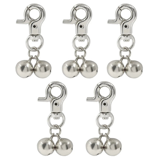 Piutouyar 5 Sets Silver Bell for Dog Collar Cat & Dog Collar Bell Mini Dog Collar Bell Cat Bell Zinc Alloy Charm Training Pet Pendant Accessories for Pet Dogs and Cats Necklace Collar(Style A)