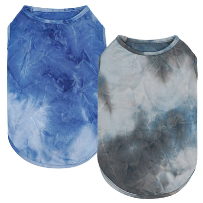 cyeollo 2 Pack Dog Shirts Tie Dye Sun Protection Dog T Shirt Stretchy Tank Top Lightweight Vest Breathable Summer Dog Clothes Shirts for Dogs
