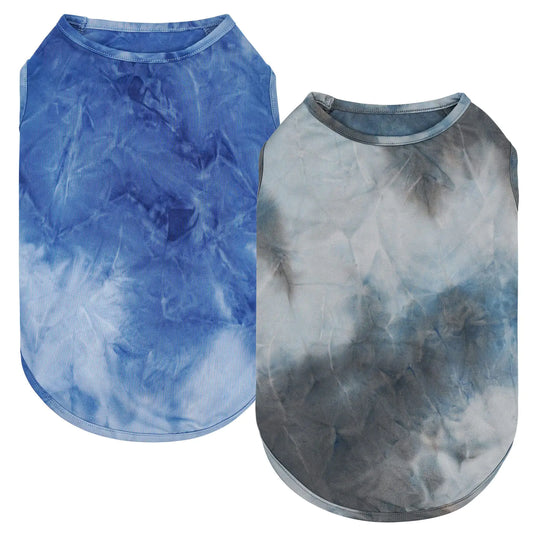 cyeollo 2 Pack Dog Shirts Tie Dye Sun Protection Dog T Shirt Stretchy Tank Top Lightweight Vest Breathable Summer Dog Clothes Shirts for Dogs