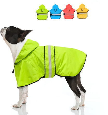 Candofly Dog Raincoat Hooded Poncho - Adjustable Waterproof Dog Rain Jacket Lightweight Reflective Dog Rain Coat Pet Slicker for Small Medium Large Dogs (Medium Green)