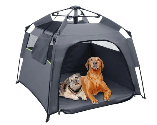Pop Up Dog Tent Plusvivo Dog Tents for Large Dogs 900D Sturdy Oxford Foldable Cool Mesh Camping Tent 40" X 40" X 28" with Shoulder Bag & UV Shade Canopy- Indoor Outdoor Beach Pet Tent