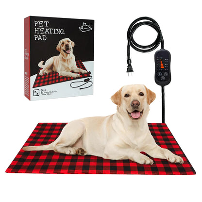 Pet Heating Pad Adjustable Temperature Heated Dog Bed with Timer Outdoor Waterproof Pad with Anti-Chew Cord Overheat Protection Warming Mat for Small Medium and Large Dogs (L:23.6"x35.4")