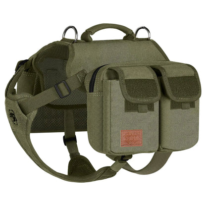 OneTigris Dog Hiking Backpack Dog Pack for Medium Large Dogs HOPPY CAMPER 3.0 Dog Saddle Bag Harness Outdoor Hiking (L Green)