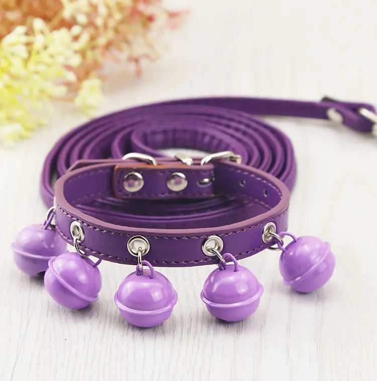 Dog and Cat Collars with Bell and Leash for Pets