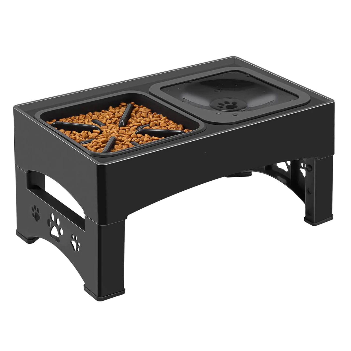 GOYJOY Elevated Slow Feeder Dog Bowlswith No Spill Dog Water Bowl 4 Height Adjustable Raised Dog Bowl Dog Food and Water Bowls with Stand for Small Medium Large Dogs Cats and Pets