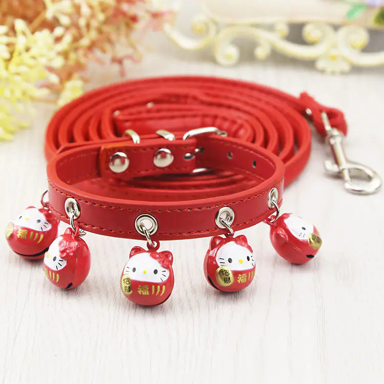 Dog and Cat Collars with Bell and Leash for Pets